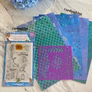 Cardmaking & Papercraft Under the Sea Stamps, Stencil Pattered Paper